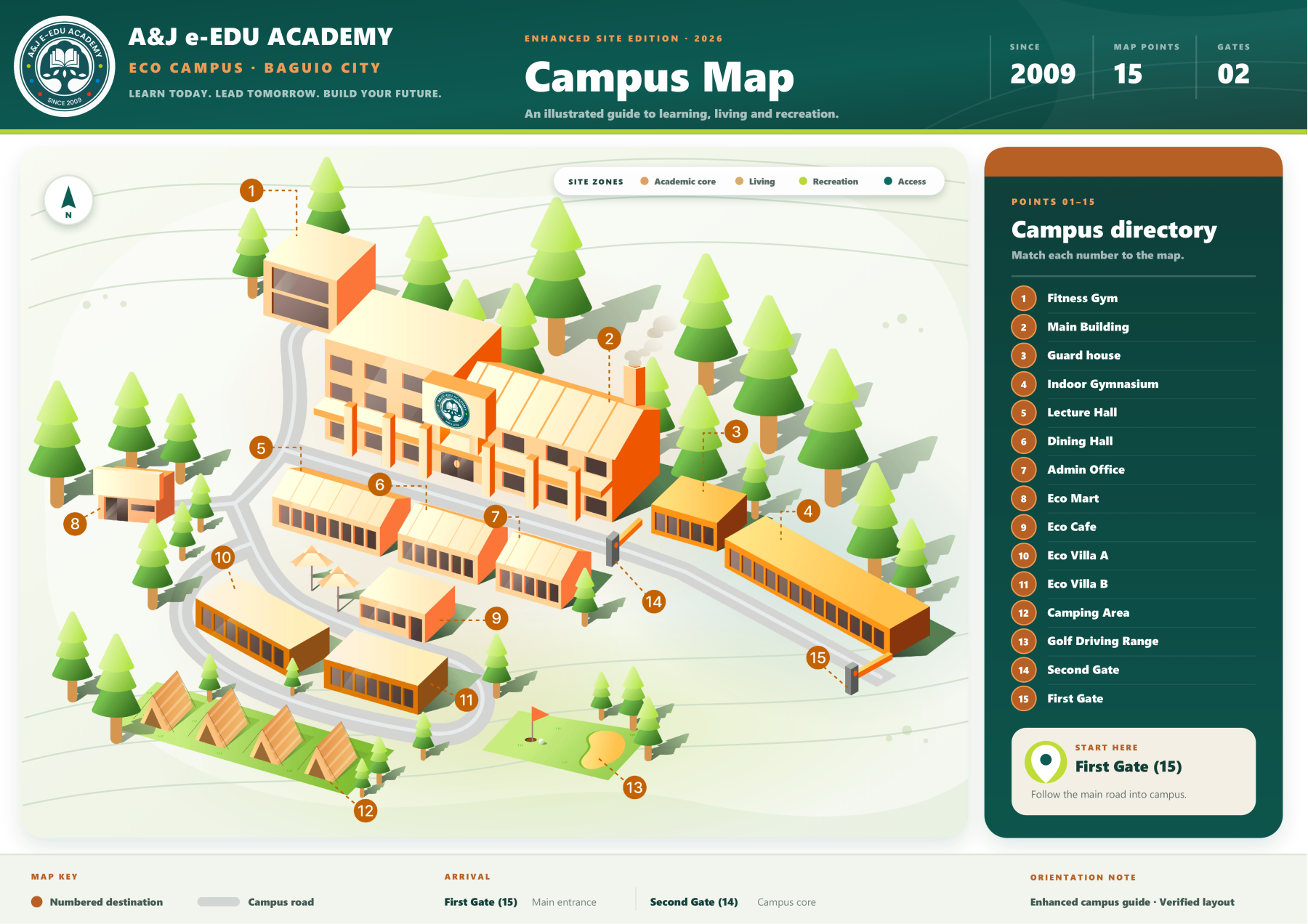 Map of the A&J e-Edu Academy campus in Baguio